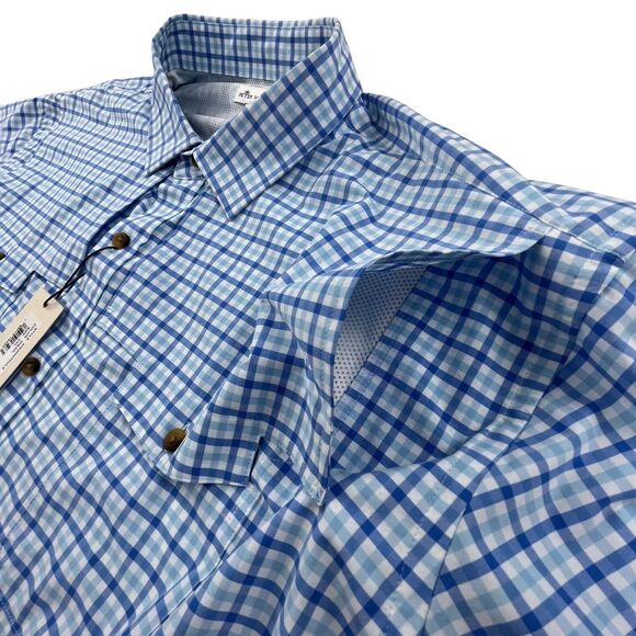 Peter Millar Performance Shirt XXL Blue Check Roll Tab Seaside Plaid Vented NWT - Picture 5 of 14